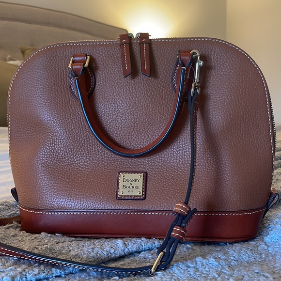 Dooney & Bourke Handbags - Dooney & Bourke pebble grain zip zip satchel caramel
